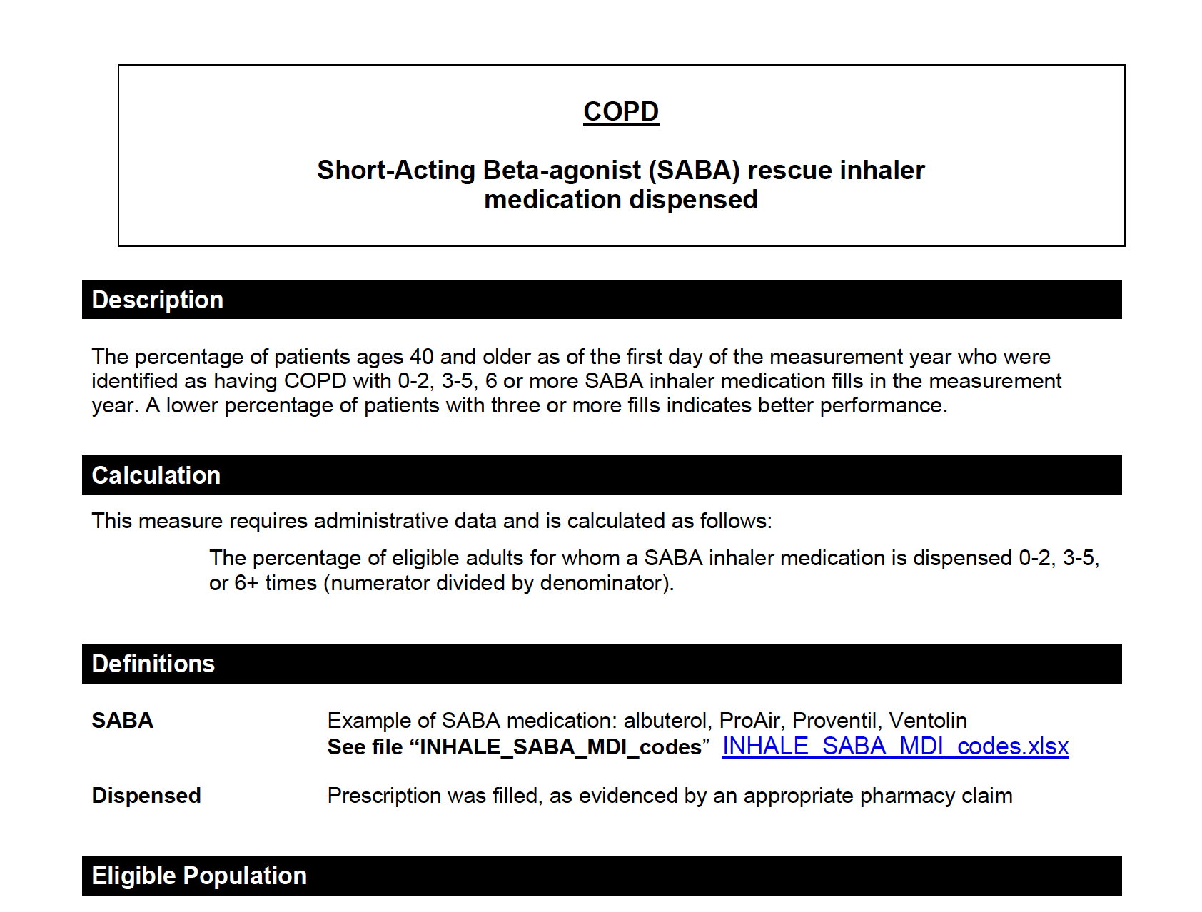 COPD SABA Dispensed Measure
